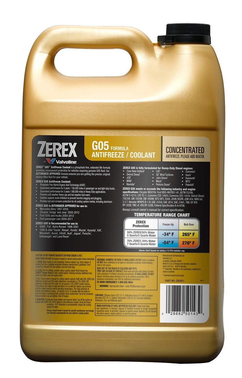 Valvoline Zerex G05 Phosphate Free Concentrate Antifreeze Coolant 1 Gallon - Image 2